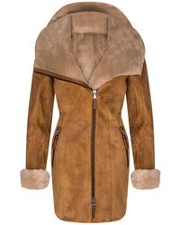 Infinity Leather - Merino Sheepskin Hooded Coat-Antioch - Lyst