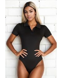 TRUEDAMES - Collared Short Sleeve Bodysuit - Lyst