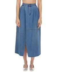 Alysi - High-Waisted Midi Skirt With Front Slit - Lyst