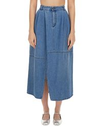 Alysi - High-Waisted Midi Skirt With Front Slit - Lyst