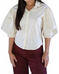 Karlie - Solid Poplin Button Top - Lyst