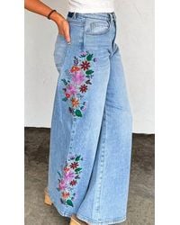 Blakeley - Evie Wide Leg Embroidered Jeans - Lyst