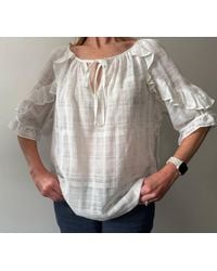 Fifteen Twenty - Short Sleeve Ruffle Top - Lyst