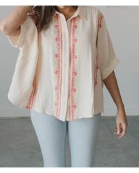 Easel - Amelia Embroidered Button Down Shirt - Lyst