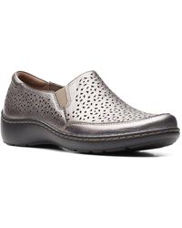 Clarks - Cora Sky Leather Flat Loafers - Lyst