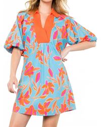 Thml - Puff Sleeve Flower Print Dress - Lyst