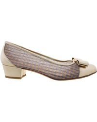 Ferragamo - Ferragamo Vara Metallic Bow Cap-Toe Pumps, Size 7 C - Lyst