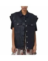 IRO - Sleeveless Leather Oversized Button Front Vest - Lyst