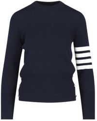 Thom Browne - Crewneck Sweater With Signature '4-Bar' Detail - Lyst