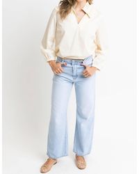 Karlie - Poplin Ruffle Neck Top - Lyst