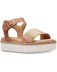 Clarks - Lana Shore Leather Open Toe Wedge Sandals - Lyst