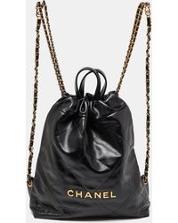 Chanel - Shiny Quilted Leather 22 Backpack - Lyst