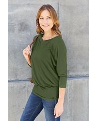 TRUEDAMES - Basic Bae Full Size Round Neck Batwing Sleeve Blouse - Lyst