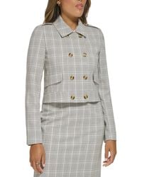 Calvin Klein - Plaid Cropped Double-breasted Blazer - Lyst