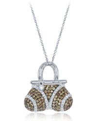 Diana M. Jewels - 18 Kt White Gold Diamond Pendant With Purse Shaped Design Featuring 1.60 Cts Tw - Lyst