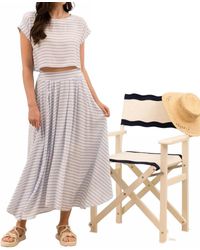 Blu Pepper - Stripe Boat Neck Boxy Crop Top - Lyst