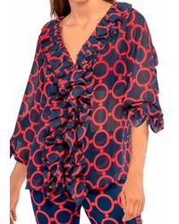 Gretchen Scott - Ruffle Stilt Skin V-Neck Blouse - Lyst