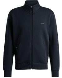 BOSS - Stretch-Cotton Zip-Up Sweatshirt With Logo Print - Lyst