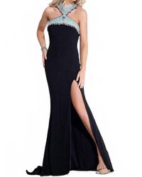 Rachel Allan - Halterneck Jersey Evening Gown - Lyst