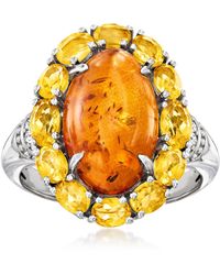 Ross-Simons - Amber And Citrine Ring With Zircons - Lyst
