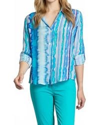Apny - Roll Sleeve Button Up Top - Lyst