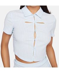 Bailey Rose - Reyna Checkered Button Front Crop Top - Lyst