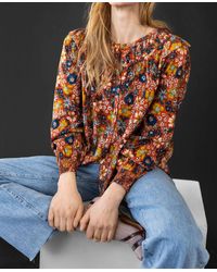 Lilla P - Floral Smocked Cuff Top - Lyst