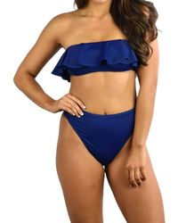 MILLY - Solid Ruffle Bandeau Bikini Top - Lyst