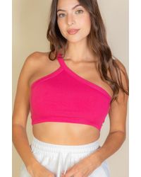 TRUEDAMES - One Shoulder Ribbed Cropped Top - Lyst