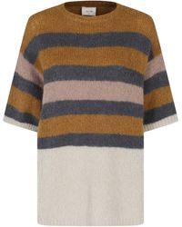 Alysi - Striped Mohair-Blend Short Sleeve Sweater - Lyst