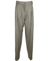 Marella - Tailored Virgin Wool Trousers With Subtle Herringbone Pattern - Lyst