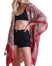 Leto - Touch Of Morocco Tapestry Tassel Boho Kimono Wrap Shawl - Lyst