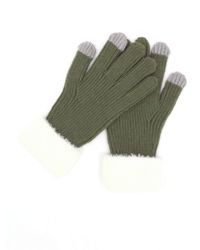 Fashnzfab - Faux Fur Cuff Smart Touch Knit Gloves - Lyst