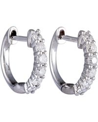Non-Branded Lb Exclusive 14k Gold 0.50 Ct Diamond Huggie Hoop Earrings - White