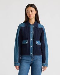 NVLT - Denim Trim Sweater Jacket - Lyst