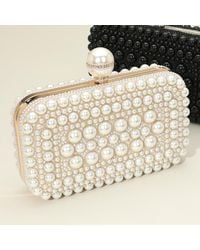 Fashnzfab - Pearl Embellished Box Clutch Evening Bag Crossbody Bag - Lyst