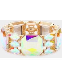 Fashnzfab - Rectangle Marquise Glass Stone Cluster Stretch Evening Bracelet Ab - Lyst