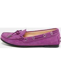 Tod's - Gommino Bow Nubuck Leather Loafers - Lyst
