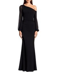 Betsy & Adam - Pleated Polyester Evening Dress - Lyst