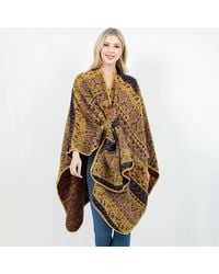 TRUEDAMES - Open Front Bohemian Pattern Shawl Wrap With Loop - Lyst