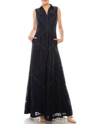 Aidan Mattox - Sleeveless Piping Detail A-Line Dress - Lyst
