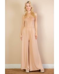 TRUEDAMES - Button Front Wide Leg Jumpsuit - Lyst