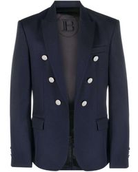Balmain - Embossed-Button Double-Breasted Blazer - Lyst