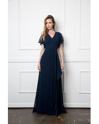 TRUEDAMES - Long Formal Ruffle Sleeve Chiffon Evening Dress - Lyst