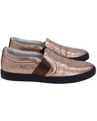 Lanvin - Metallic Snakeskin-Embossed Slip-On Sneakers - Lyst