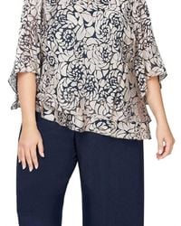 Alex Evenings - Printed Blouse With Asymmetric Tiered Hem - Lyst