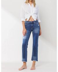 Sneak Peek - Mid Rise Slim Straight Jeans With Patch Work - Lyst