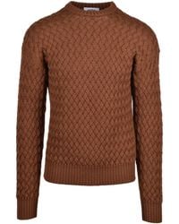 Alpha Studio - Cable Knit Sweater With Classic Crew Neck And Ribbed Details - Lyst