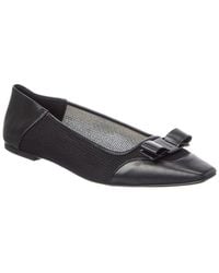 Ferragamo - Vara Bow Leather & Canvas Ballet Flat - Lyst