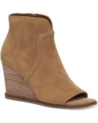 Lucky Brand - Lureli Suede Peep Toe Ankle Boots - Lyst